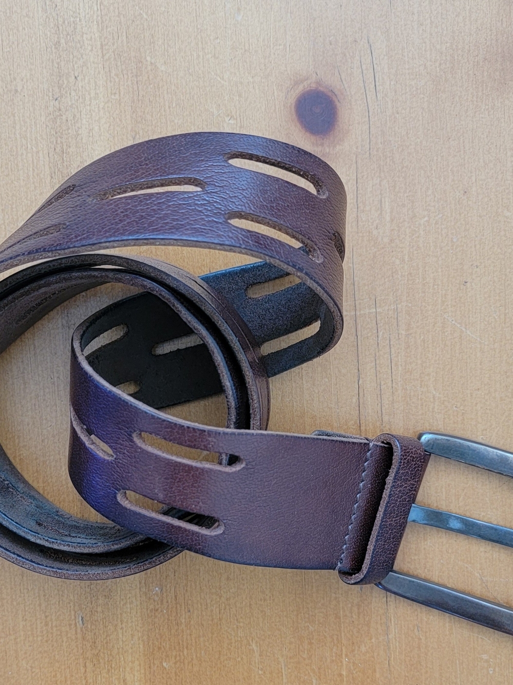 Fossil Brown Leather Belt with Slot Details